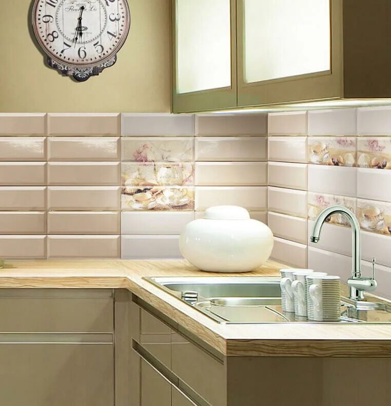 Плитка на фартук каталог фото Купить настенную плитку Absolut Keramika Tea 02 Monocolor Biselado Brillo Blanco