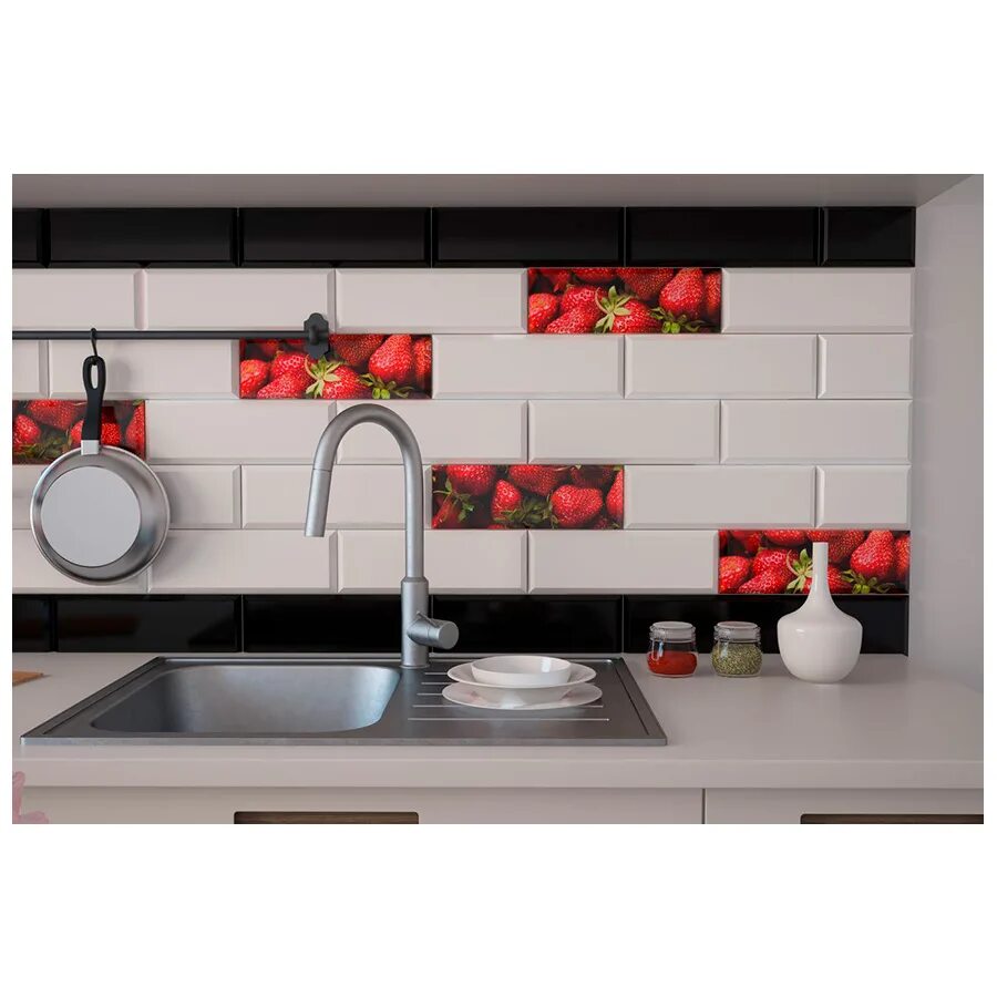 Плитка на кухню фартук фото купить Плитка керамическая Terracotta 100x300 Beveled Tile Graphite black купить в Минс