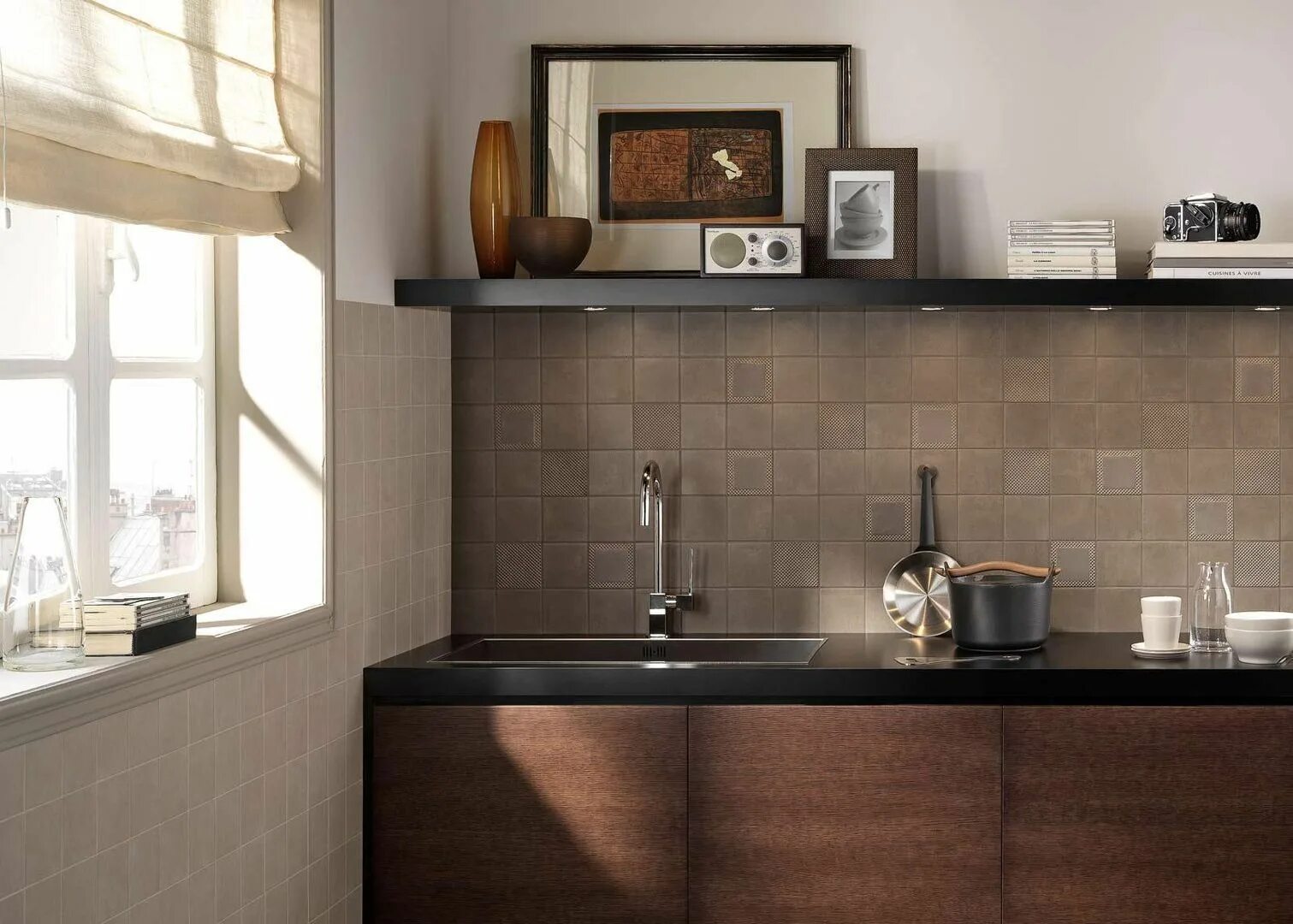 Плитка на кухню коричневая фото Керамогранит Marazzi Progress - купить в Москве