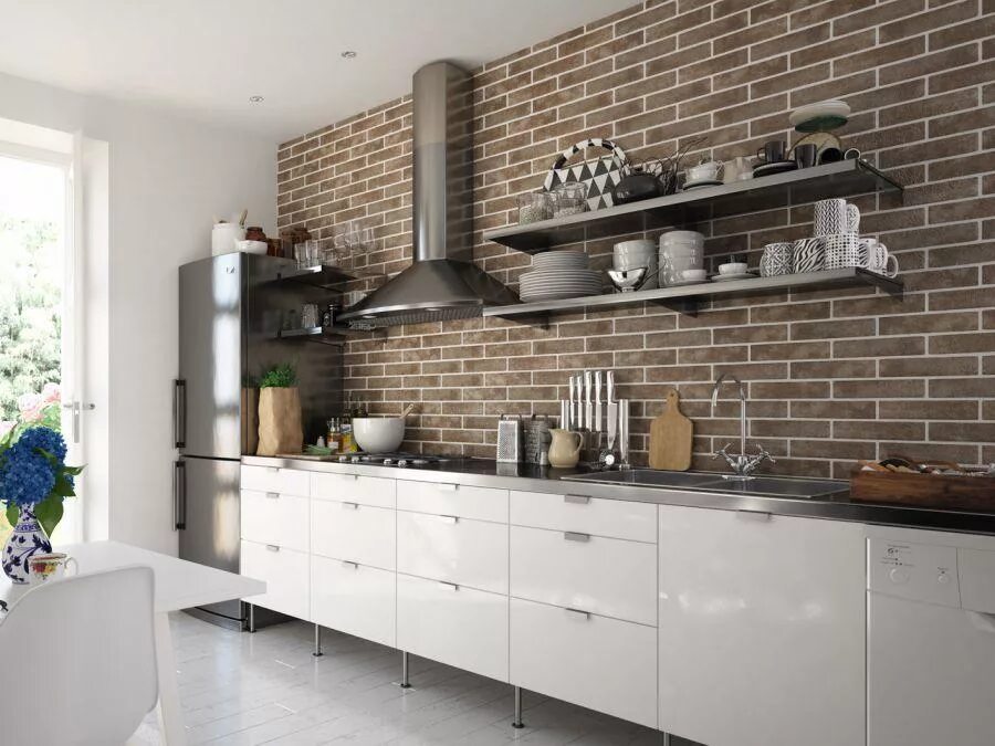 Плитка на кухню на стену фото ▶ Brickstyle Голден Тайл (Брик стайл Golden Tile) - плитка для промышленных поме