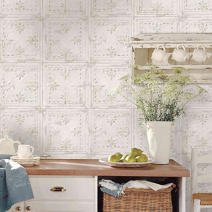 Плитка на обоях фото RoomMates ® Tin Tile Peel & Stick Wallpaper Bed Bath & Beyond Tin tiles, Wall co