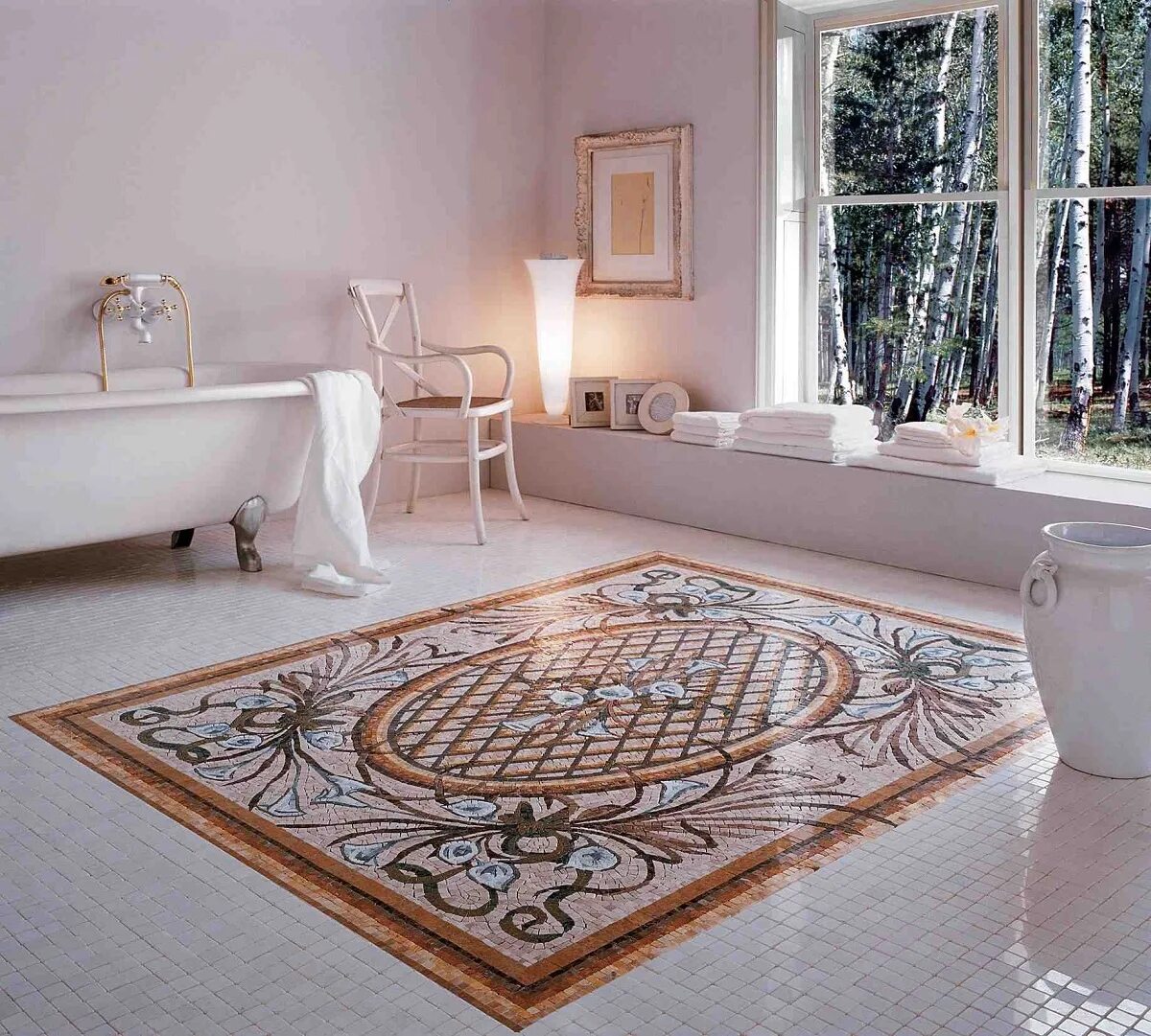 Плитка на пол мозаика фото Керамогранит Natural Mosaic Мозаичные ковры - купить в Москве с доставкой по низ