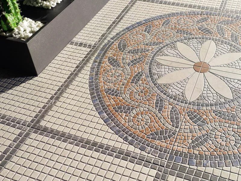 Плитка на пол мозаика фото Декор Realonda Ceramica TREVI DECOR 44.2x44.2 противоскользящий Керамика России