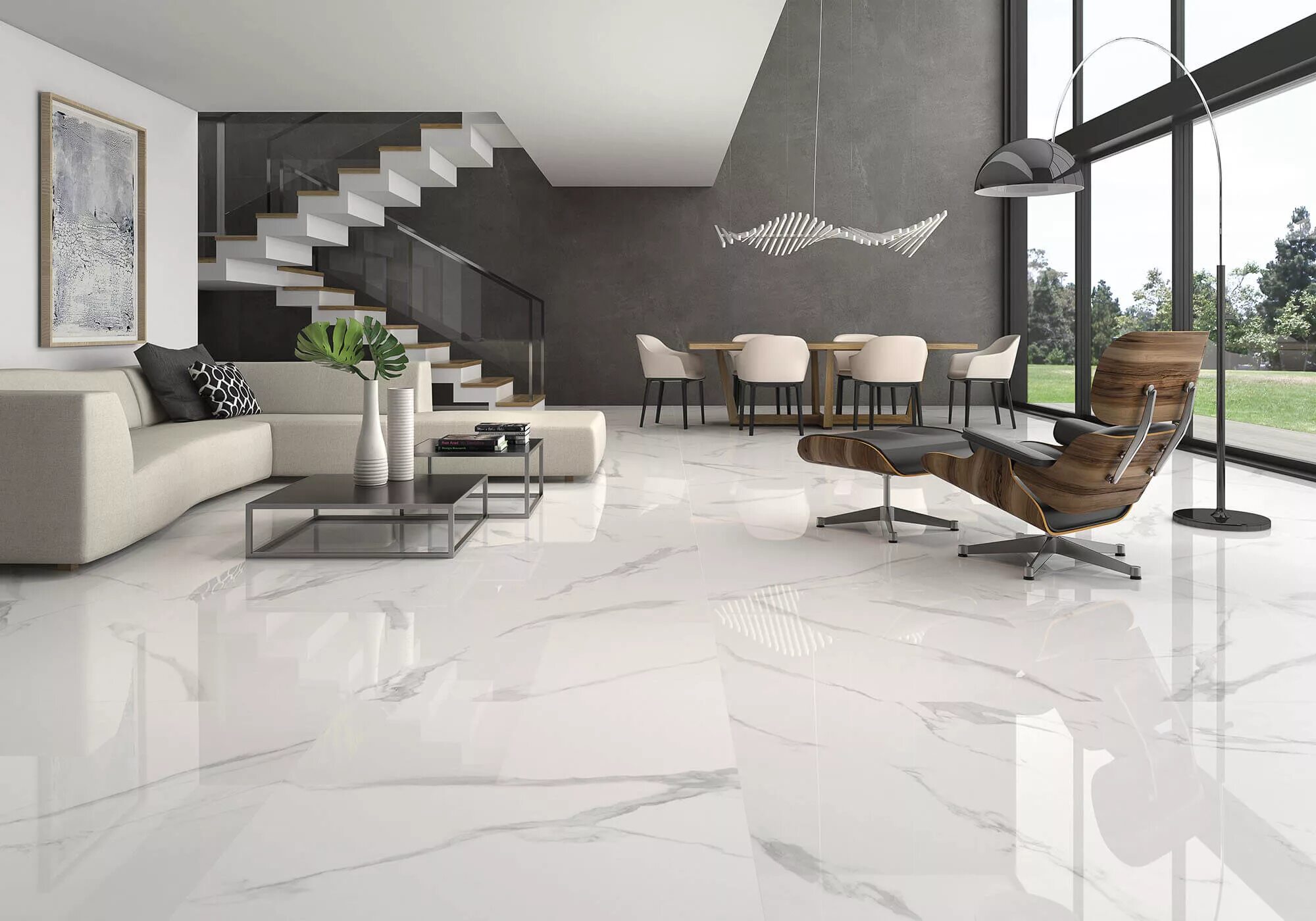Плитка на пол современный дизайн Calacatta Black Polished Rect 60x120 ITT Ceramic - Керамогранит АйТиТи Керамик К