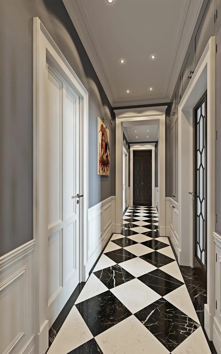 Плитка на пол в коридоре дизайн фото Interior of this apartment in classicism style, was made for a large family. Ins