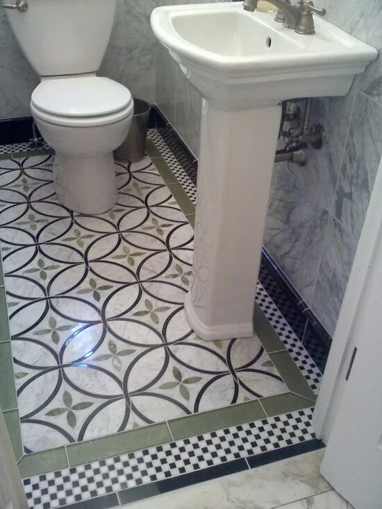 Плитка на пол в ванну фото Transitional Bathroom Design Ideas, Pictures, Remodel and Decor Powder room tile