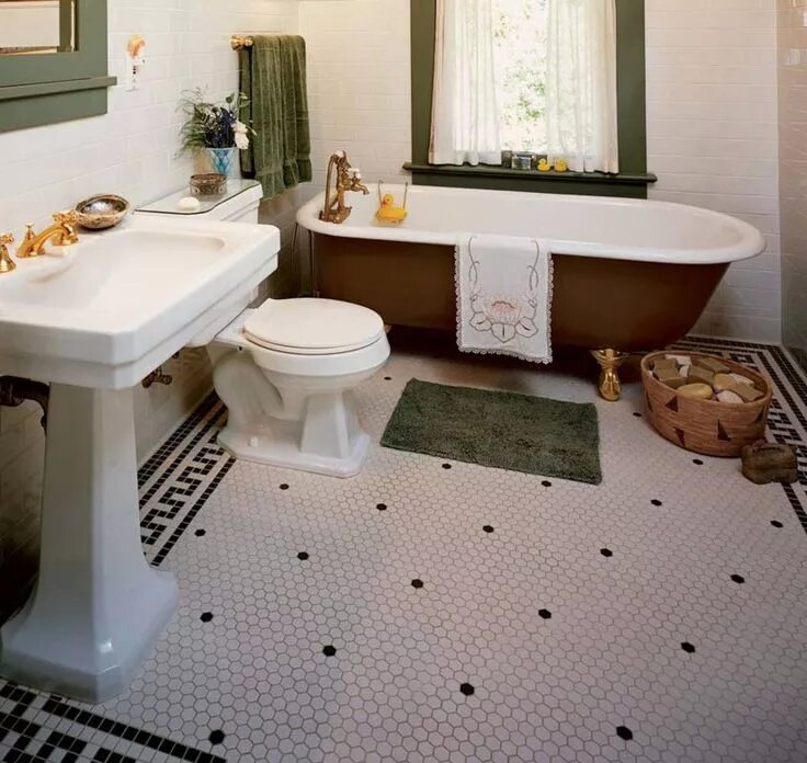 Плитка на пол в ванну фото The Floor is a Key to Style! Vintage bathroom floor, Vintage bathroom tile, Hexa