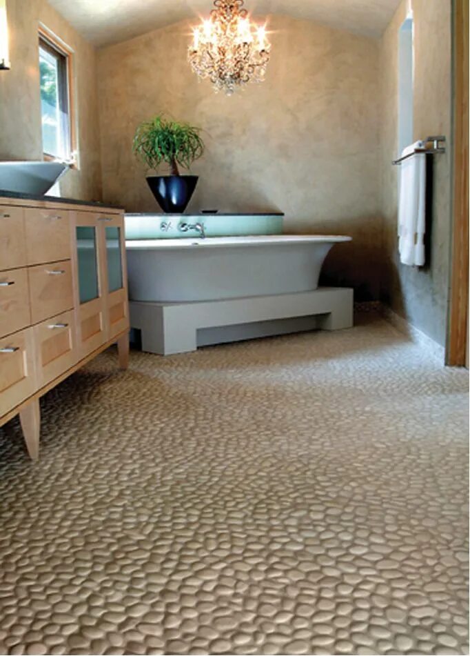 Плитка на пол ванны фото Emser Tile - Tile and Natural Stone Pebble floor, River rock bathroom, Pebble ti