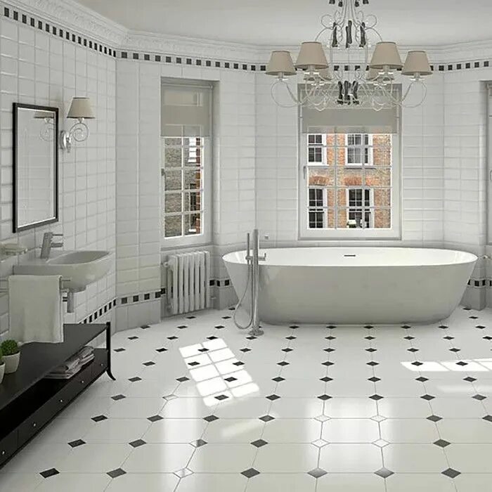 Плитка на пол ванны фото Prospect 3" x 6" Ceramic Subway Tile Black and white bathroom floor, Bathroom ti