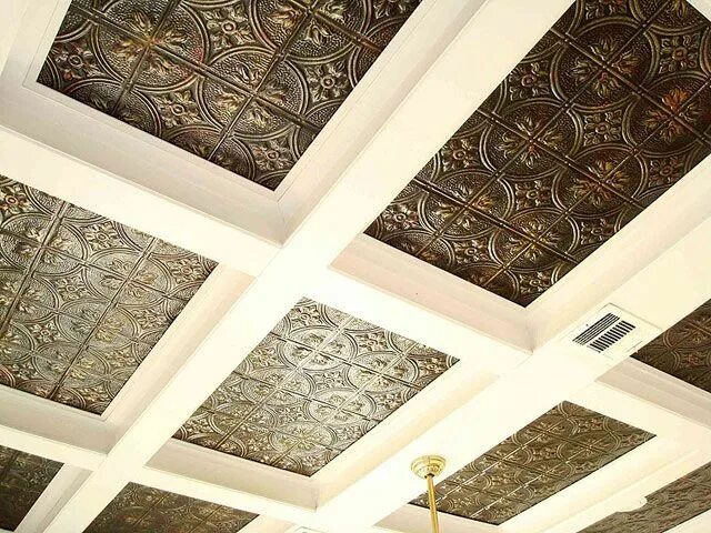 Плитка на потолок фото Image result for coffered tin ceiling Tin ceiling, Metal ceiling, Tin tiles