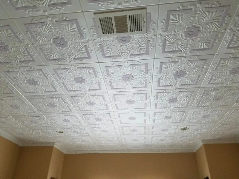 Плитка на потолок фото цена Victorian Glue-up Styrofoam Ceiling Tile 20 in x 20 in - #R14 Styrofoam ceiling 