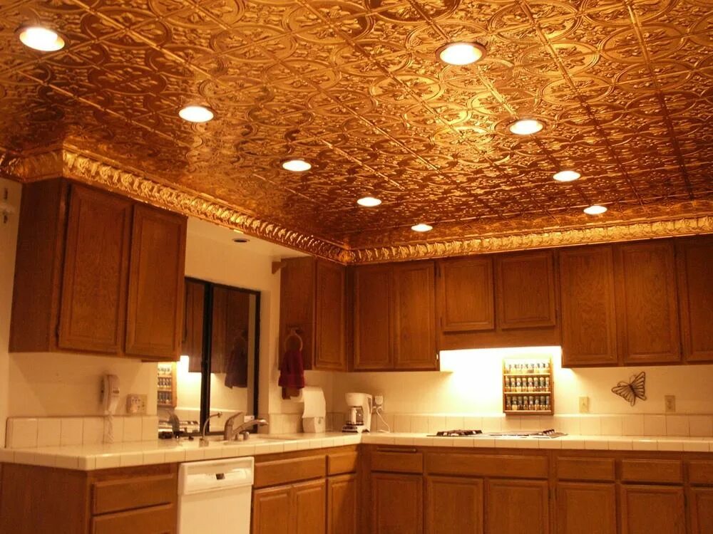 Плитка на потолок на кухню фото Queen Victoria - Copper Ceiling Tile - #1204 - Idea Library