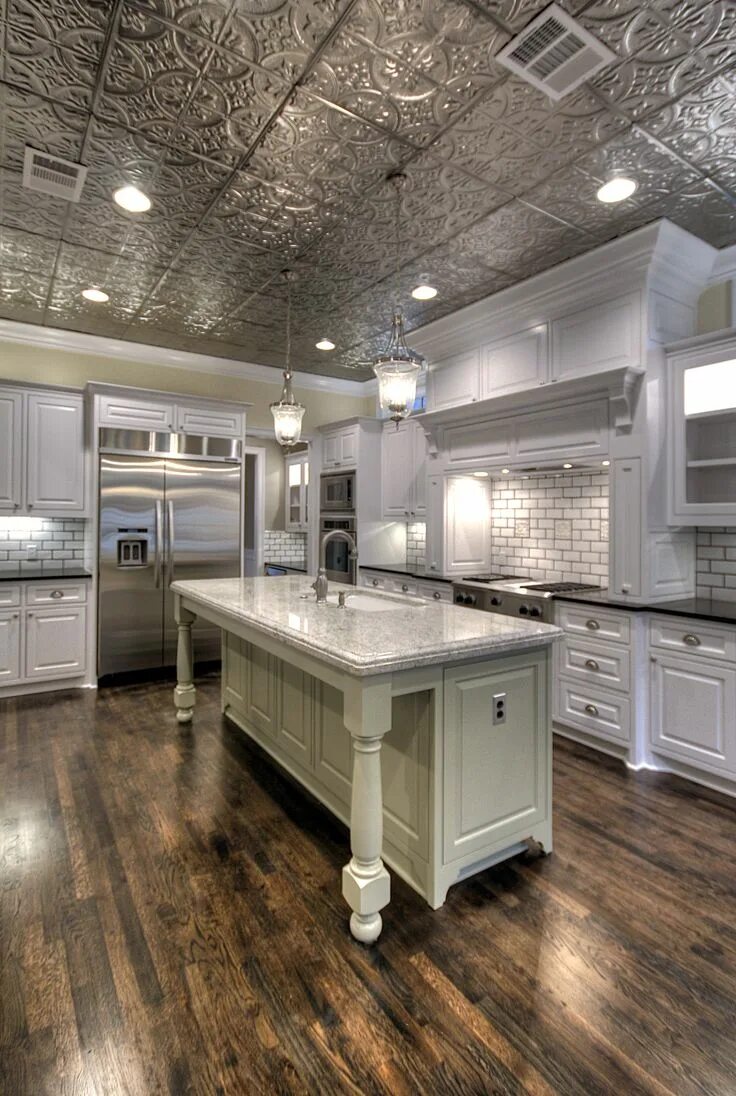 Плитка на потолок на кухню фото Satin Brushed Nickel Pattern #2 Snap Lock&trade Ceiling Kitchen ceiling design, 