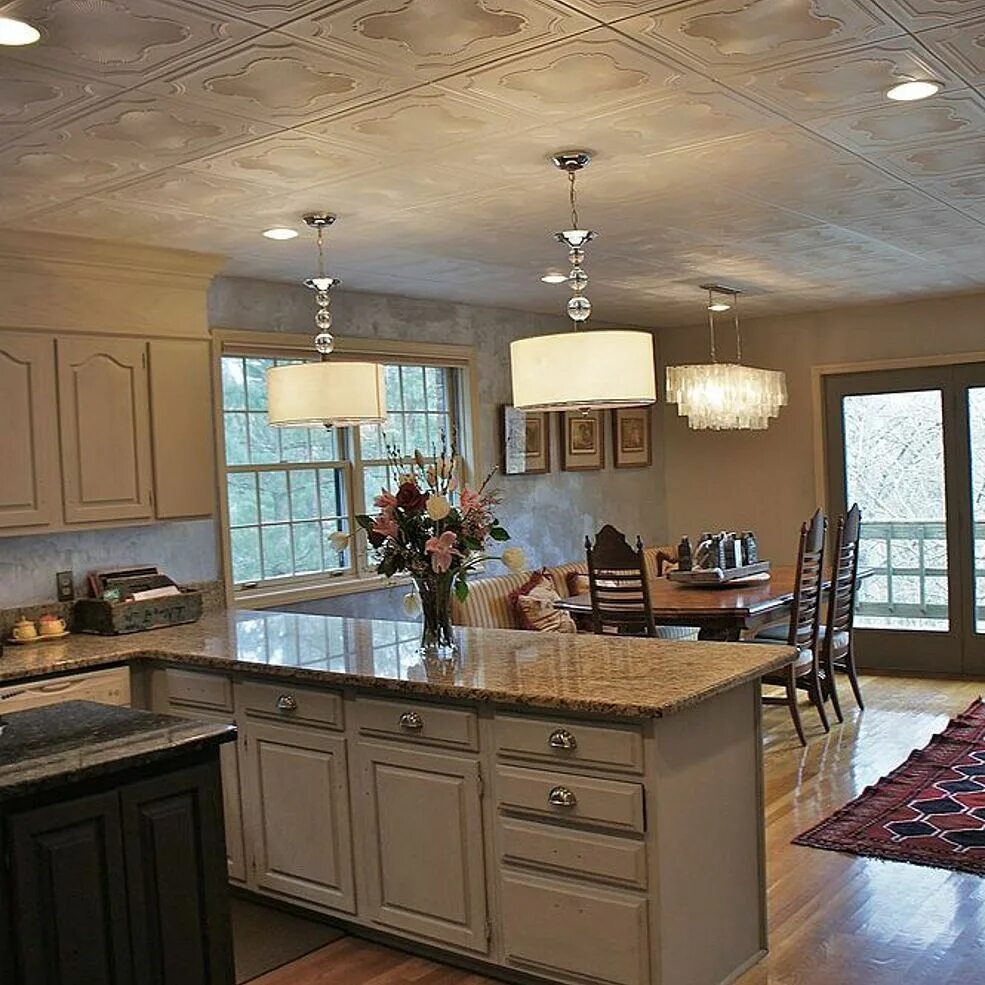 Плитка на потолок на кухню фото The Low Budget Way to DIY Makeover a Popcorn Ceiling Kitchen makeover, Home kitc