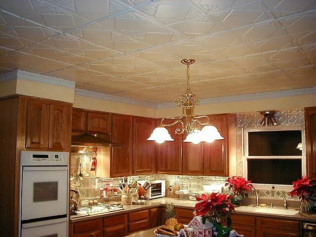 Плитка на потолок на кухню фото Checkered Past - Aluminum Ceiling Tile - 24"x24" - #1216 Kitchen ceiling tile, D