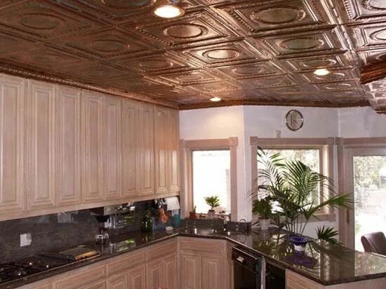 Плитка на потолок на кухню фото 16 Decorative Ceiling Tiles for Kitchens (Kitchen Photo Gallery) Copper ceiling 