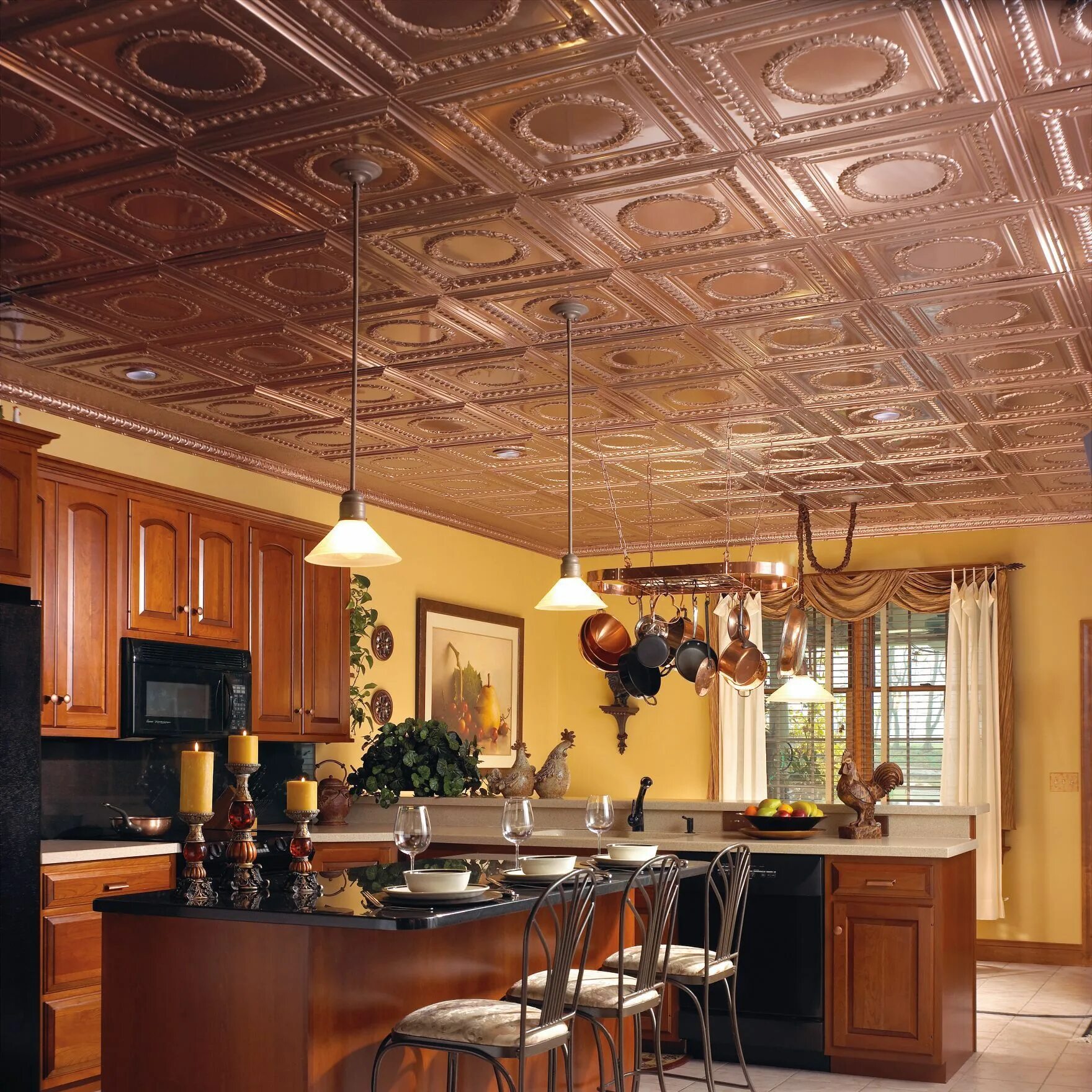 Плитка на потолок на кухню фото Tin/Metal Ceiling and Walls Ceiling design, Copper ceiling tiles, Metal ceiling 