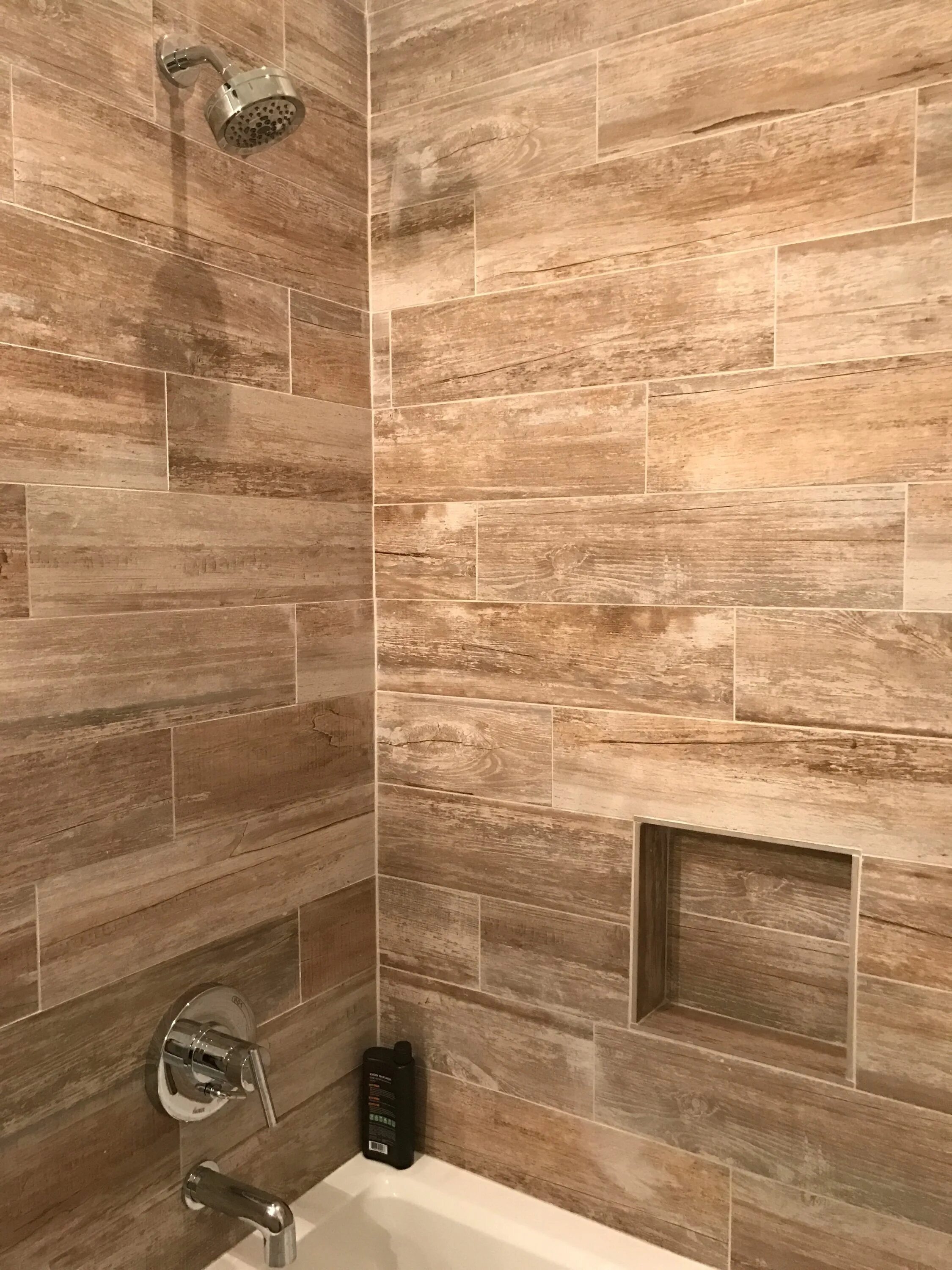 Плитка на стену под дерево фото Pin by Michelle on Tanner bathroom Bathroom remodel designs, Small bathroom remo