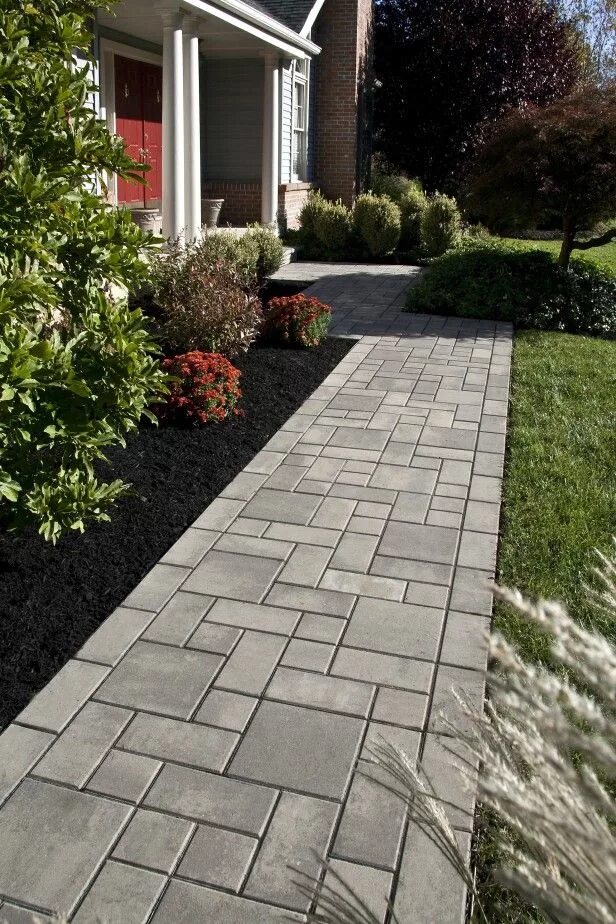 Плитка на улице фото Stone and Gravel Mixed Walkway landscaping, Hardscape design, Backyard landscapi