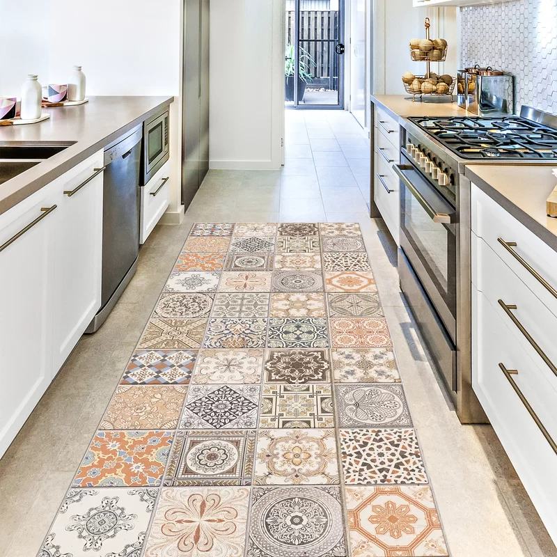 Плитка напольная для кухни фото в интерьере Persian 19.7" x 47.2" x 2mm Vinyl Plank Peel and stick floor, Vinyl flooring, Fl