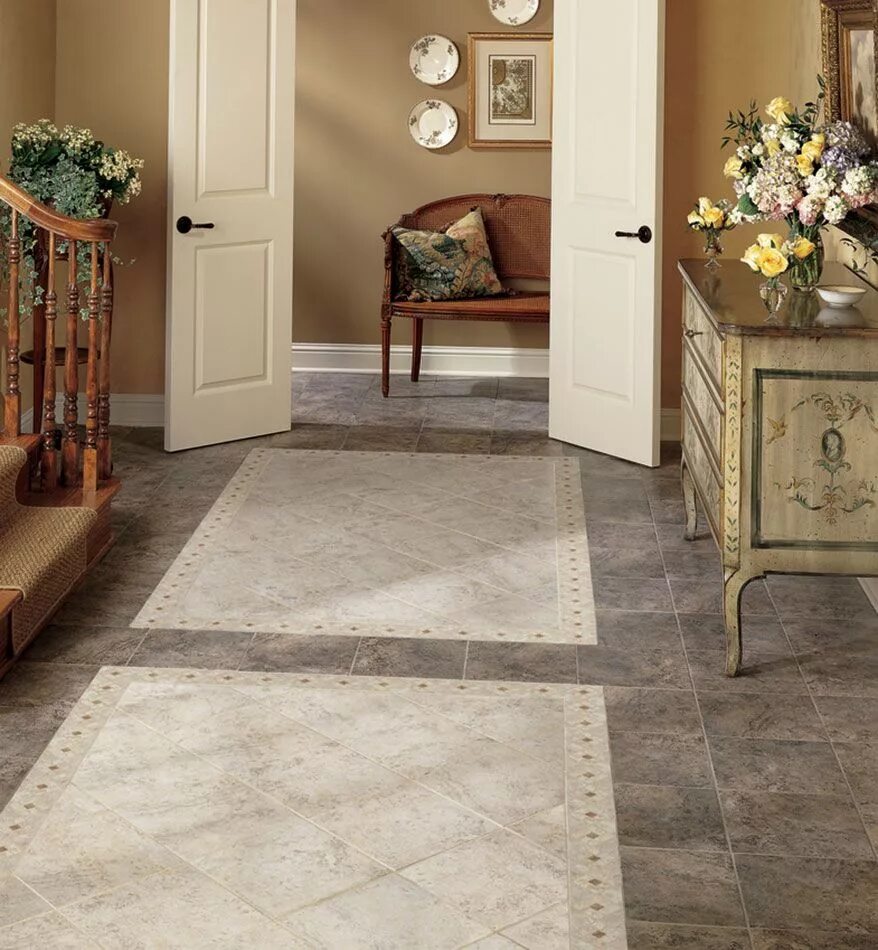 Плитка напольная в прихожую в интерьере Heathland 12" x 12" - White Rock Floor Tile Patterned floor tiles, Floor design,
