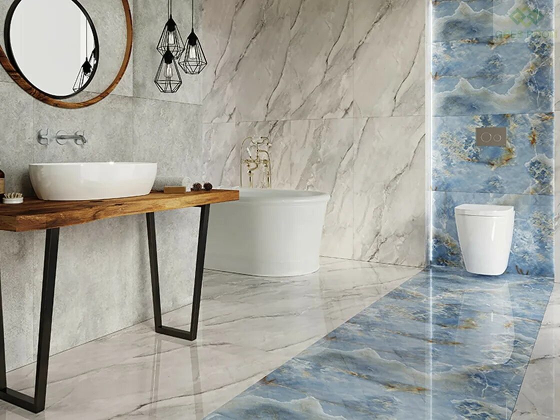 Плитка напольная ванна фото Неглазурованный керамогранит Imola Ceramica The Room BluAq6120Rm 120x120 - купит