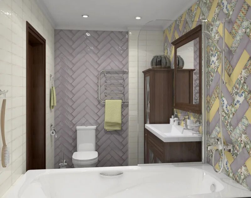 Плитка обои в интерьере 9022 Монпарнас беж светлый 8.5*28.5 плитка Kerama Marazzi, Россия - купить в инт