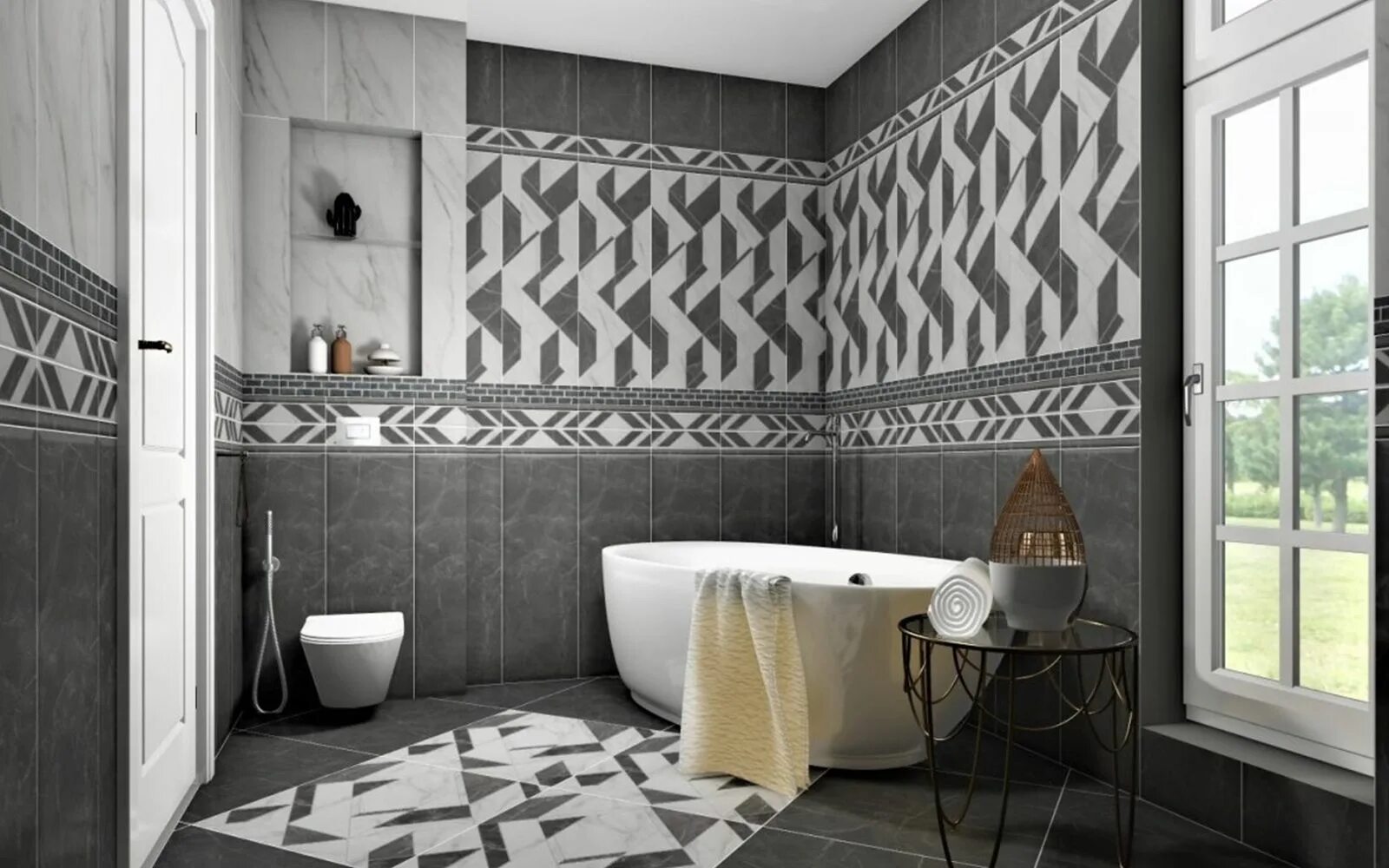 Плитка обои в интерьере Kerama marazzi Буонарроти купить в Москве интернет магазин Плитка Аутлет