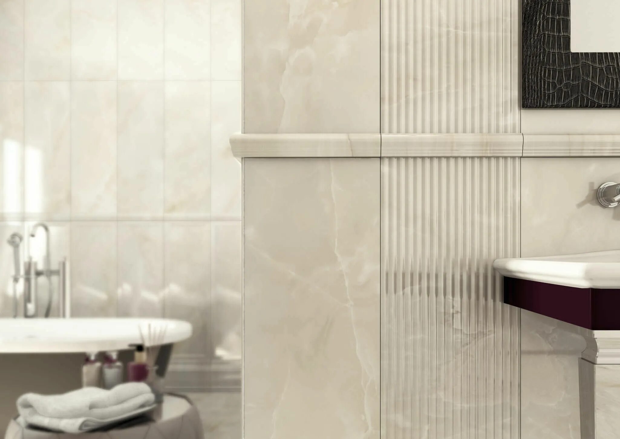 Плитка оникс для ванной комнаты фото Wall-mounted tile / ceramic / for bathroom / marble look - ONIX - Roca Tile Bath