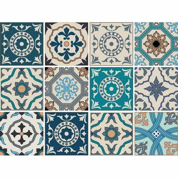 Плитка орнамент фото Bel Étage Juni 15 x 15cm PVC Peel & Stick Mosaic Tile & Reviews Wayfair.co.uk Di