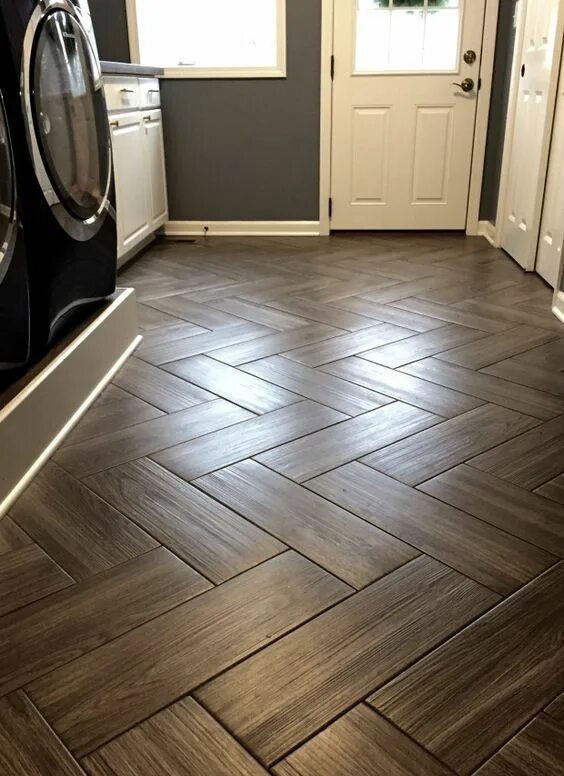 Плитка паркет фото Give your Mudroom a facelift with this gray wood look tile. #home #tile #floorin
