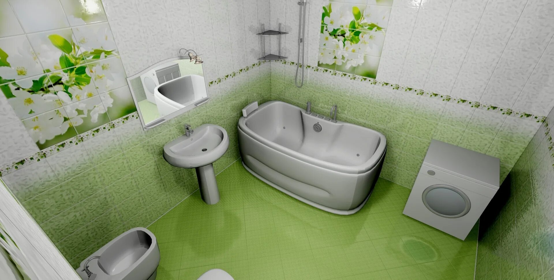 Плитка пластиковая для ванны фото Стеновые 3D панели ПВХ Novita Вишневый сад узор