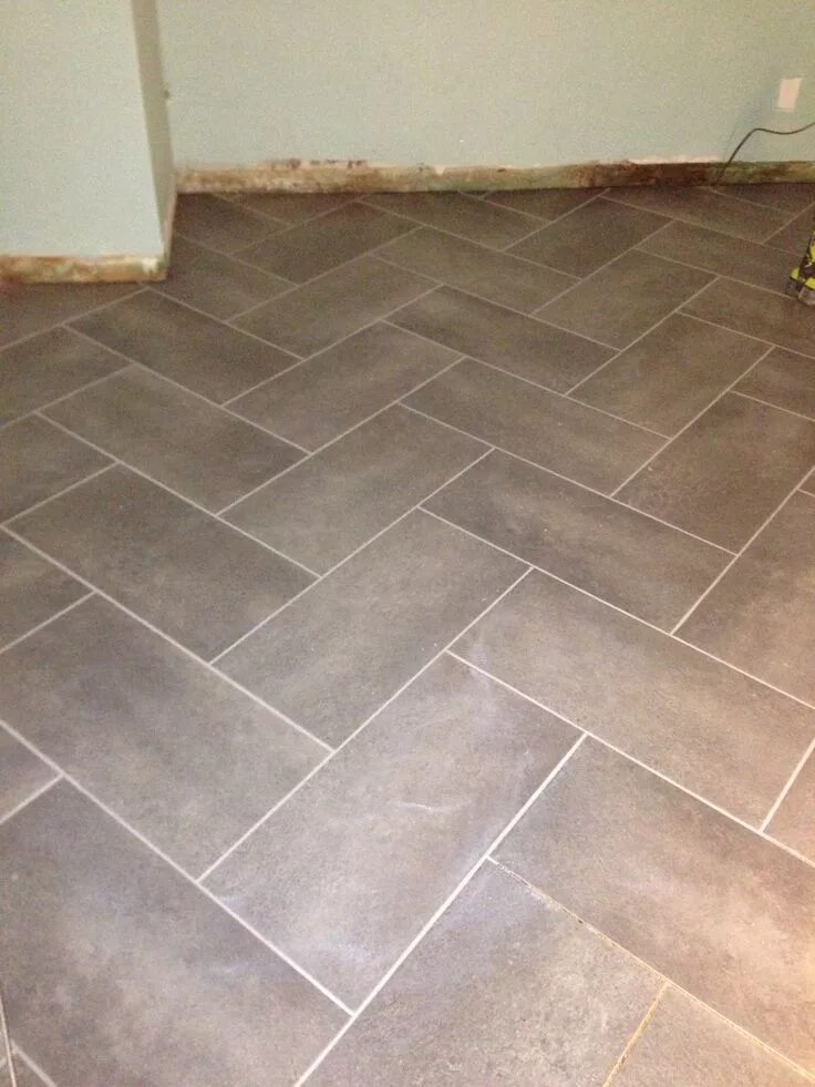 Плитка по диагонали на полу фото Trafficmaster Ceramica 12x24 Coastal Gray Herringbone Pattern Peel And Kitchen f