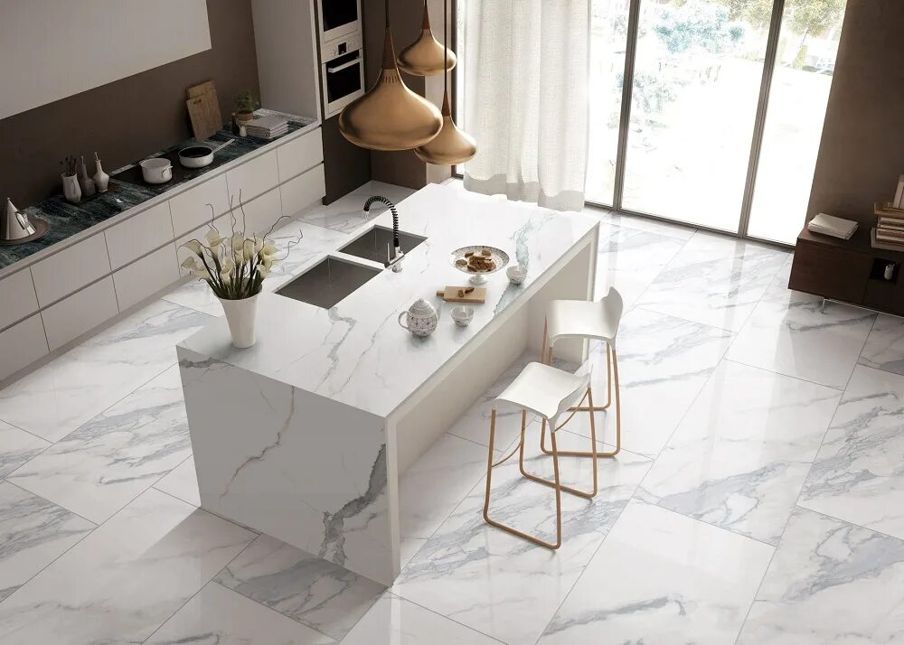 Плитка под белый мрамор в интерьере Керамогранит Caramelle Mosaic Marble - купить в Москве с доставкой по низкой цен