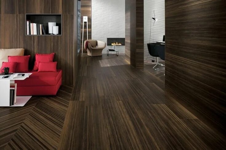Плитка под дерево дизайны фото carrelage de sol et carrelage mural d'aspect bois brun foncé et patiné Wood effe