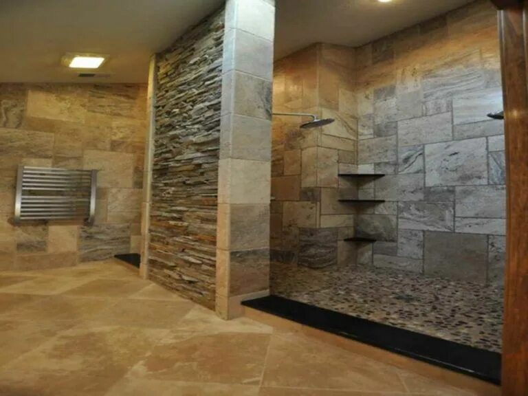 Плитка под камень отделка фото Natural Stone Tile Bathroom 7 Stone bathroom, Natural stone bathroom, Bathroom t