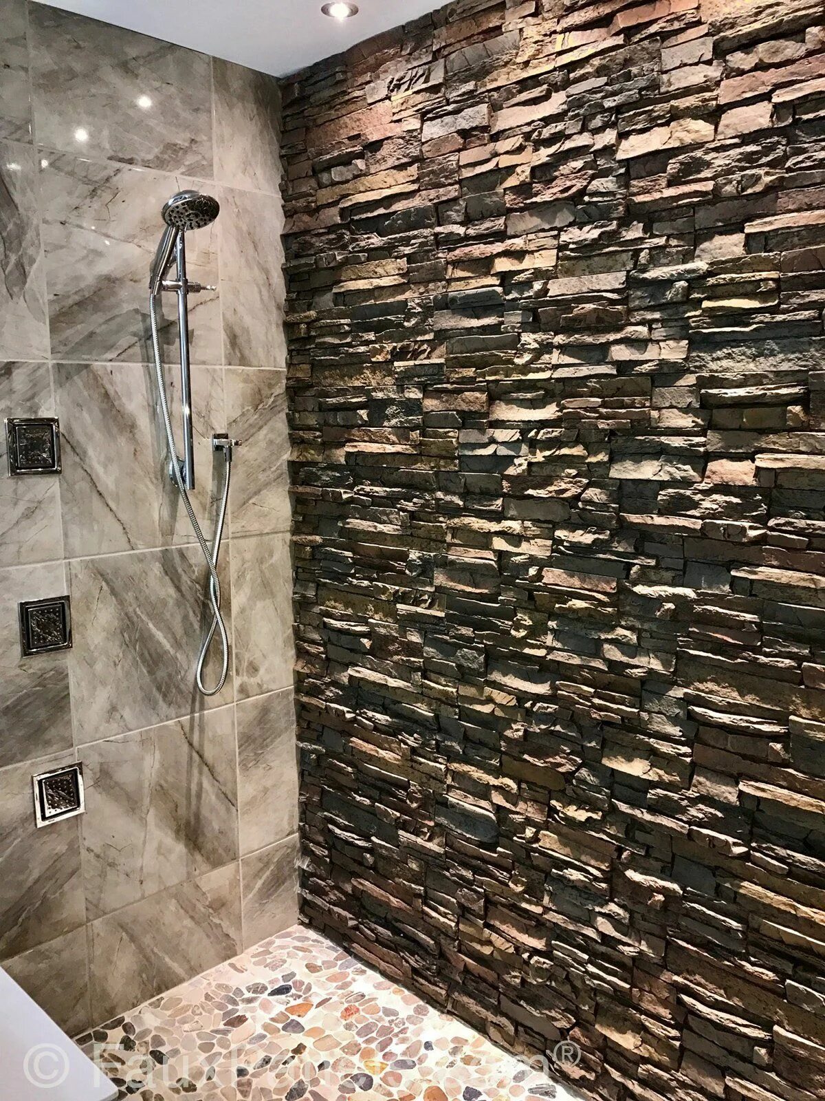 Плитка под камень отделка фото Waterproof Bathroom Wall Panels Design w/Stone, Brick Style Waterproof bathroom 