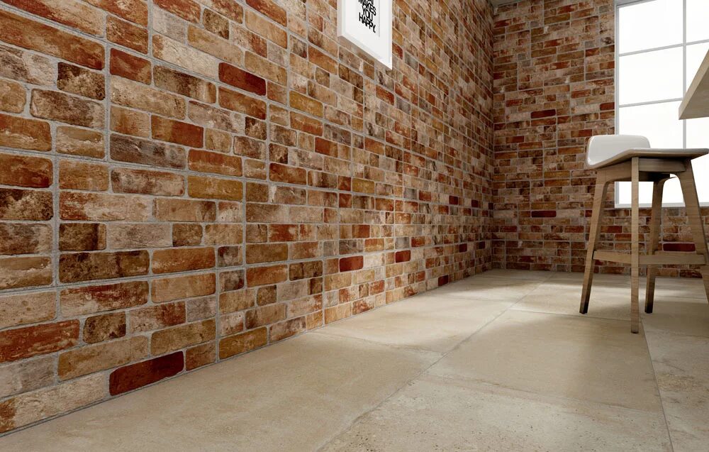 Плитка под кирпич фото Плитка для ванной Керамогранит Old Bricks / Олд Брикс ESTIMA: цвет - бежевый; ра