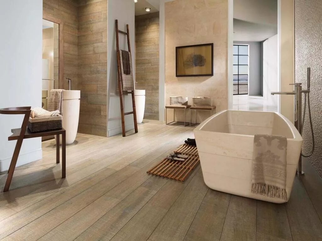 Плитка под ламинат в ванной фото Керамический паркет PAR-KER ® Porcelanosa