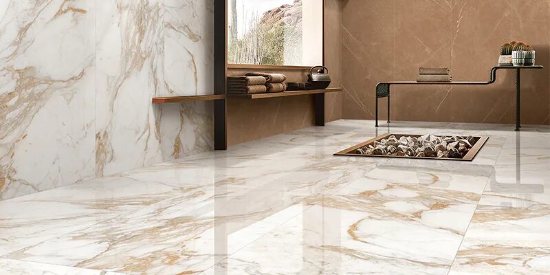 Плитка под мрамор фото Colliano Pearl Glossy 60x60 ITC - Керамогранит Айтиси Коллиано Перл Глосси бежев