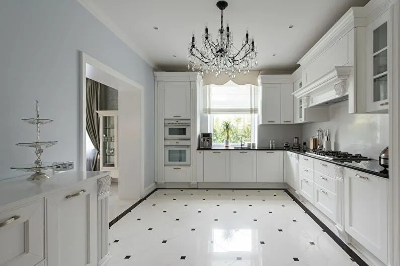 Плитка под светлую кухню фото классическая кухня с черной столешницей Kitchen design, Modern flooring, Kitchen