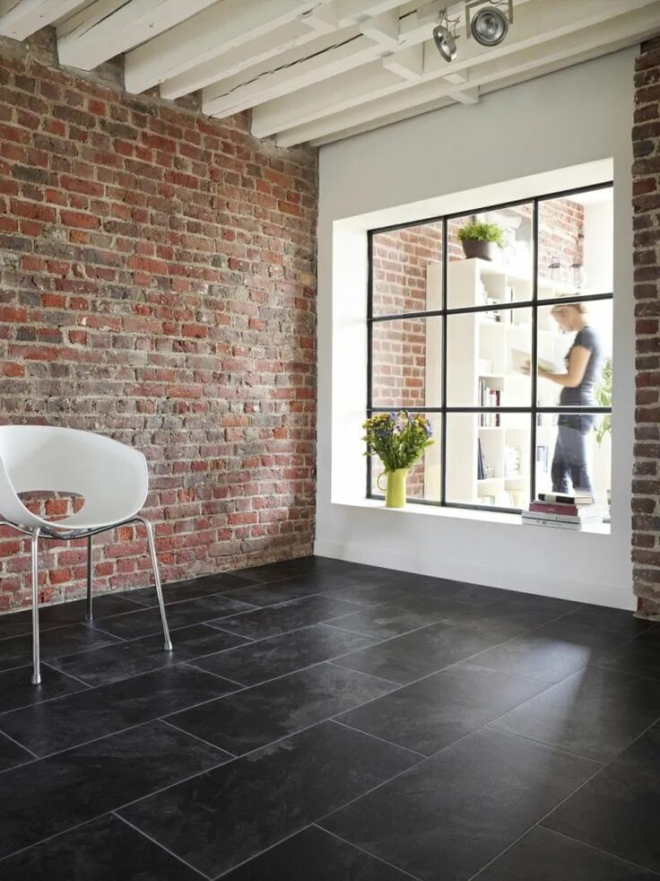 Плитка пол стены фото Vinyl vloer of natuurstenen tegels? - Voorlichtingsburo Wonen Black brick wall, 