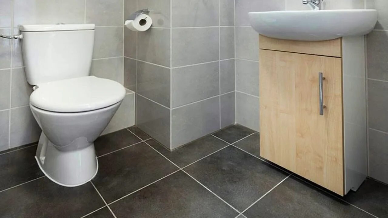 Плитка пол туалет фото Bathroom Ideas With Gray Tiles - YouTube