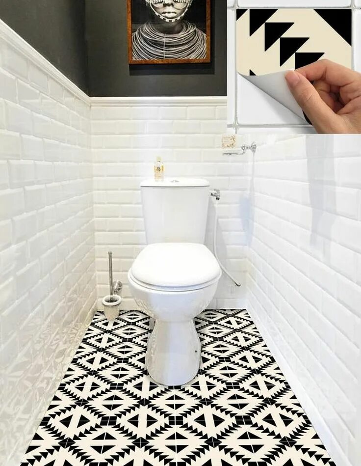 Плитка пол туалет фото Tile Sticker Kitchen, Bath, Floor, Wall Waterproof & Removable Peel N Stick: W01