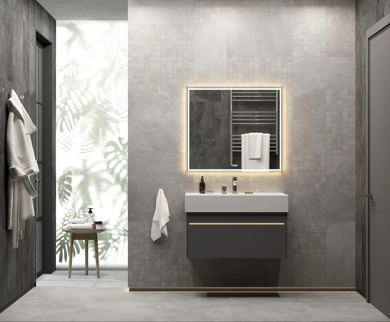 Плитка про дабл в интерьере Купить керамогранит Kerama Marazzi Про Дабл серый обрезной 60х60 см, DD601100R в