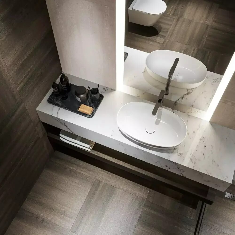 Плитка про дабл в интерьере Керамический гранит Kerama Marazzi Про Дабл коричневый обрезной 60x60см, цена за