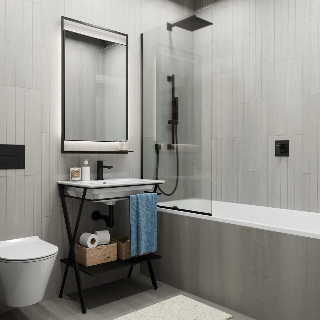 Плитка про дабл в интерьере Керамогранит Kerama Marazzi Про Дабл серый тмный обрезной 60х60 см (DD601000R) к