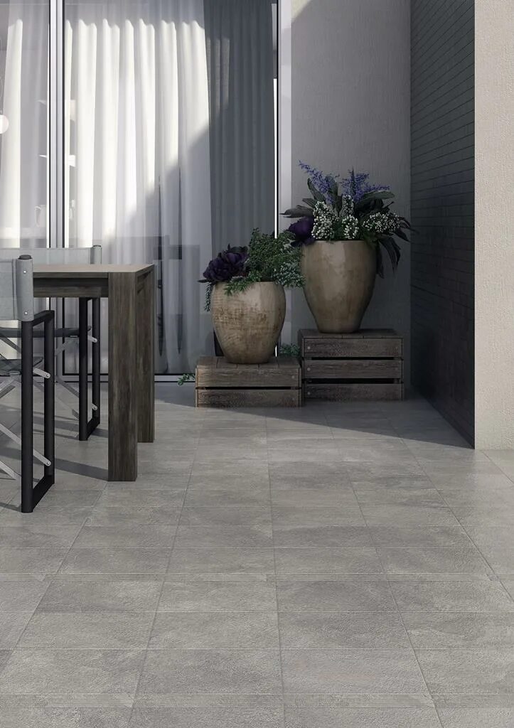Плитка про дабл в интерьере Concept Grys Mat. 60x60 Paradyz - Керамогранит Парадиз Концепт Грис Мат серый ку