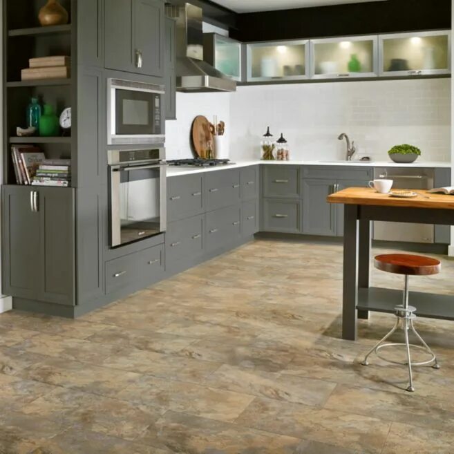 Плитка пвх для стен кухни фото Room Scene for Lexington Slate Luxury Vinyl Tile - Sahara Beige A6702 Luxury vin
