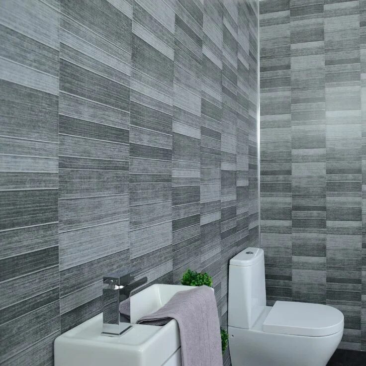 Плитка пвх для стен в ванной фото Dark grey bathroom wall panels - cladding panels kitchen shower wetrooms-100% Wa